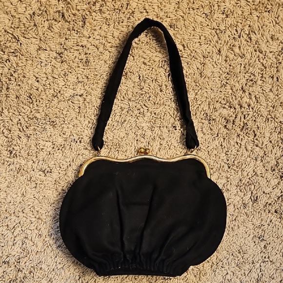 Vintage Handbags - Vintage Black Purse With A Gold Hardware